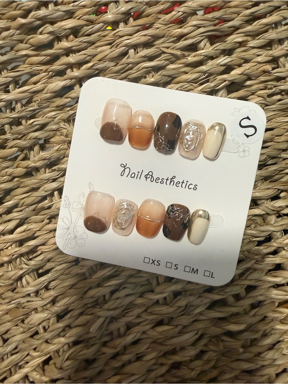 Neutral Brown Marble Press-On Nail Set
